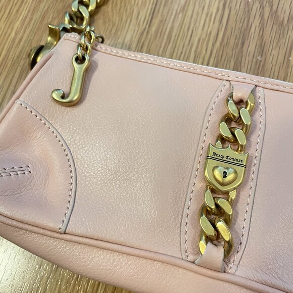 RARE Juicy Couture Vintage Y2K Leather Mini Baguette Shoulder Bag Pink - Picture 3 of 10